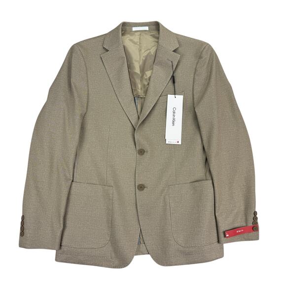 Calvin Klein Mens X Slim Fit Soft Solid Sport Coat Tan Brown 40R - Picture 1 of 5